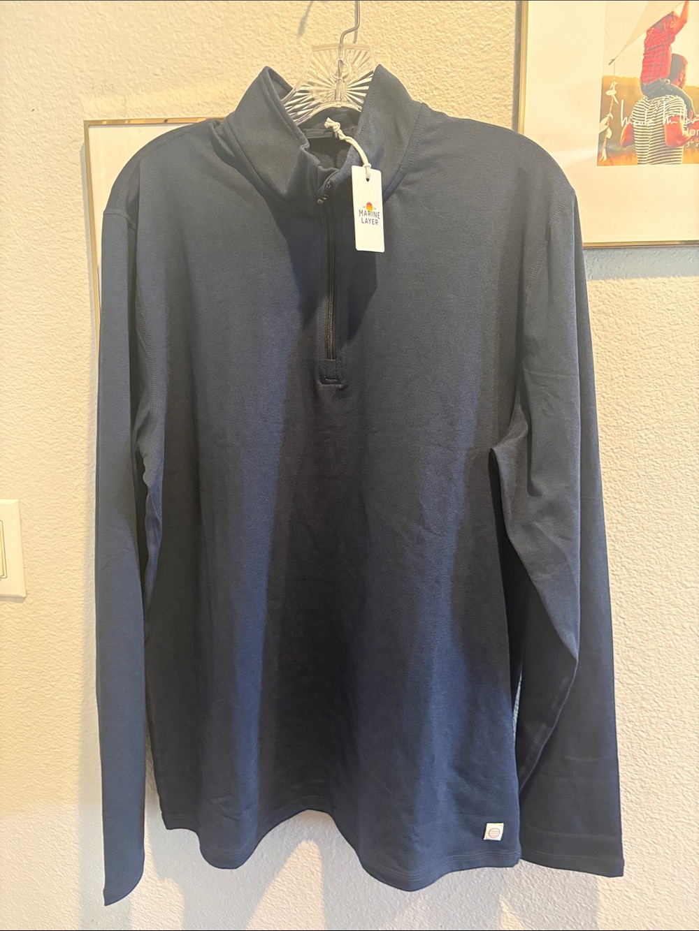 NWT Marine Layer Men’s Re-Spun Sport Quarter-Zip Pullover - Navy Blue Large